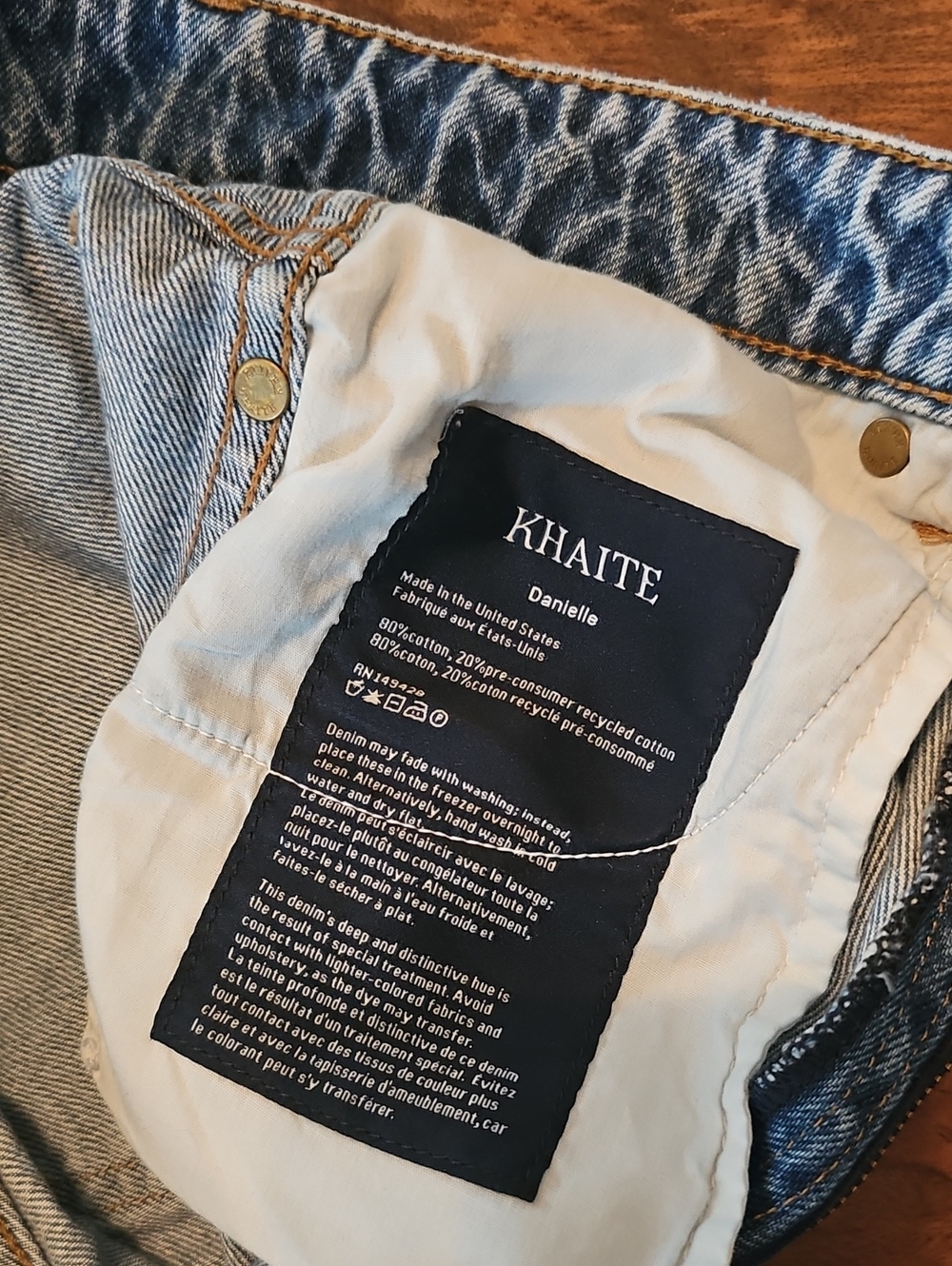 KHAITE The Danielle Acid Wash Jeans High Waist Cotton Denim $635, Sz 27 - Picture 10 of 10